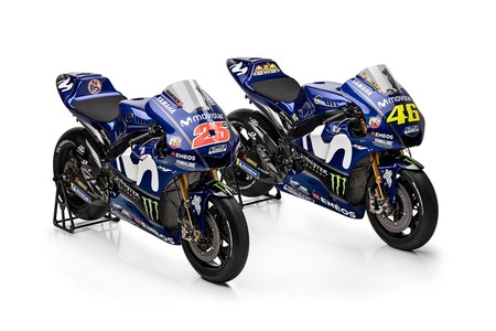 El blanco sobre azul ha sido lo más relevante en la presentación del Movistar Yamaha MotoGP