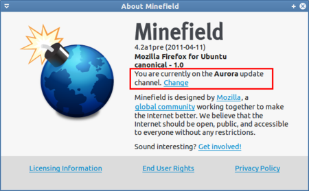 About Minefield indicando que canal estamos usando.