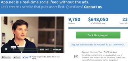 App.net, la red social tipo Twitter de pago, alcanza su objetivo de financiación colectiva