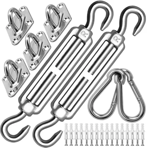 Morzejar - Kit de fijación de Vela de Sombra M8 Muy Resistente, Kit de fijación para toldos de Acero Inoxidable 304 para triángulo y Cuadrado, Kit de Accesorios (M8) Blanco B-M8
