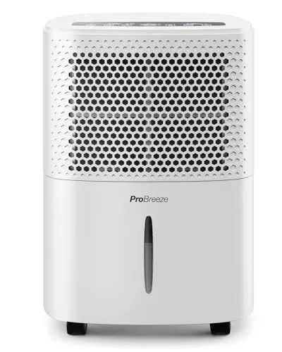 Pro Breeze Deshumidificador Silencioso 12L, Depósito Extraíble y Desagüe Continuo, 3 Modos, Temporizador 24h, Sensor de Humedad, Absorbe Humedad y Elimina el Moho de Habitaciones (20 m²)