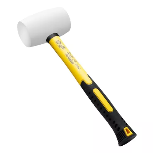 CCLIFE Martillo de Goma Mazo de Goma de Doble Cara Certificado por TÜV y GS Para Suelos y Azulejos de Superficie Blanda Blanco 24oz 680g Blanco