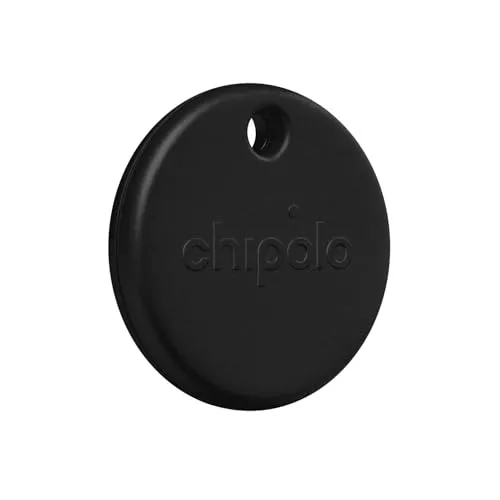 Chipolo POP Tracker Tag – Colorido, compatible, rastreador Bluetooth fuerte con llamada a tu teléfono y alerta de fuera de rango, funciona con Apple Find My o Google Find My Device (negro)