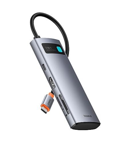 Baseus Hub USB C 7 en 1 Adaptador con HDMI 4K@60Hz, PD 100W, 3 USB-A 3.0 5Gbps, Lector de Tarjetas SD/TF