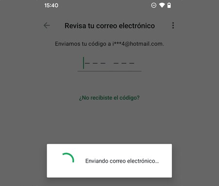 Recuperación de la cuenta de WhatsApp mediante correo electrónico
