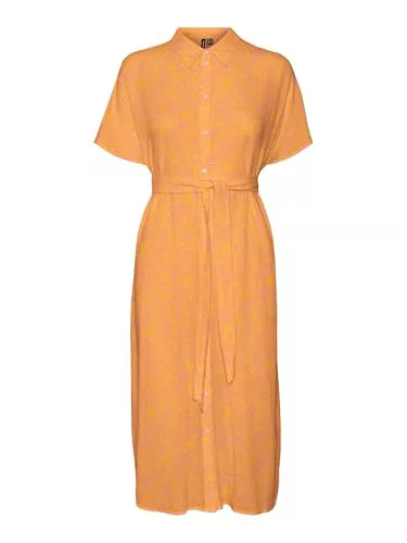 Vero Moda Vestido de Mujer VMMENNY Vestido Midi, Georgia Peach
