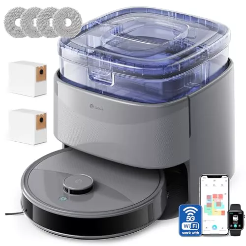 LEFANT M3 MAX Robot Aspirador y Friegasuelos con Base de Autovaciado, 20000 Pa, 210 mins, Navegación Láser dToF, Mopas Giratorias Elevables, Evasión de Obstáculos PSD, 5G WiFi/App/Alexa