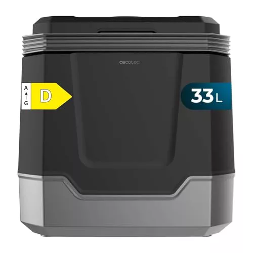 Cecotec Mini Nevera Portátil Bolero TravelCooling 33L D. Nevera eléctrica portátil de 33L, 12V-220V, para Coche y Caravana, función frío/Calor (8-65ºC), Aislamiento PU, Clase energética D