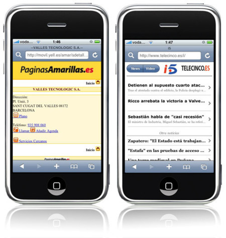 Las primeras webs españolas preparadas para el iPhone, ya están disponibles