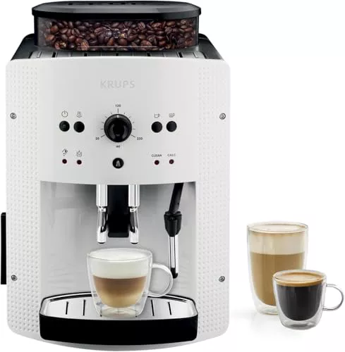 Krups Roma - Cafetera superautomática 15 bares de presión, 3 niveles intensidad café, cantidad ajustable 20 a 220ml, limpieza y descalcificación automático, molinillo integrado EA8105
