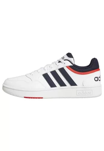 adidas Hombre Hoops 3.0 Low Classic Vintage Shoes, Cloud White / Legend Ink / Vivid Red, 40 2/3 EU
