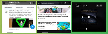 左から右へ: Galaxy Z Flip 5 の外部画面上の X (Twitter)、Chrome、Tidal。Tidal は、この画面から正しく使用できなかった数少ないアプリの 1 つです。