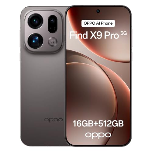 OPPO Find X9 Pro 5G 16+512GB, Smartphone liberado con IA, Pantalla ProXDR 6.78" 120Hz, Cámara Hasselblad de 200 MP, 4K Motion, 7500mAh, IP69, Titanium Charcoal