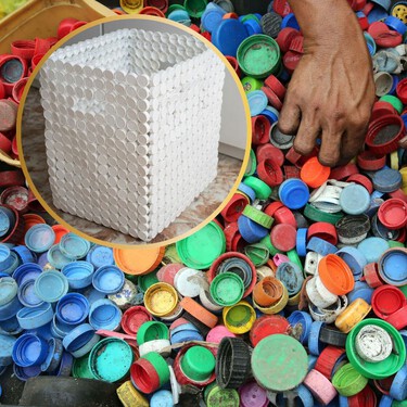 Guía paso a paso: cómo crear un cesto con solo reutilizar tapas de botellas de plástico 