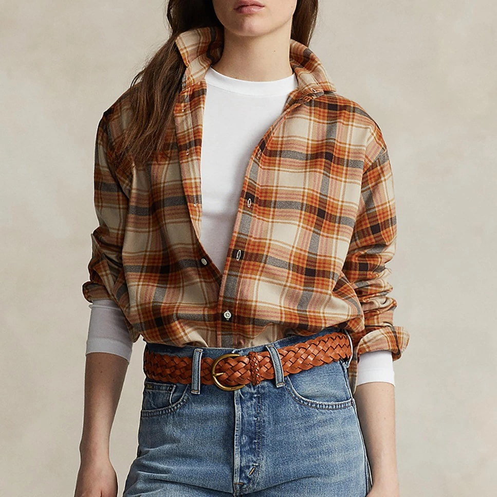 Camisa de mujer de algodón de cuadros
