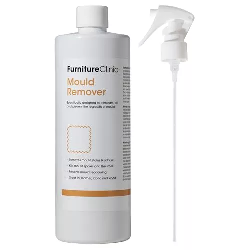 Spray quitamoho Furniture Clinic - Elimina el moho y las esporas con el contacto y evita su reaparición – Elimina las manchas difíciles de moho en textiles, cuero y madera – Seguro – 500 ml