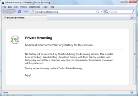 ¿Navegación privada en Firefox 3.1?
