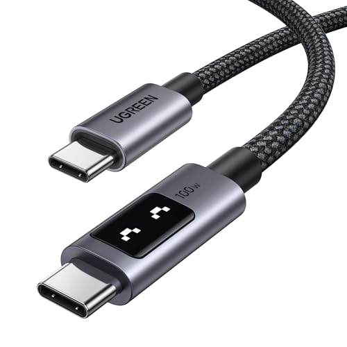 UGREEN 100W Cable USB C Tipo C con Pantalla Carga Rápida PD 3.0, 2M, Negro