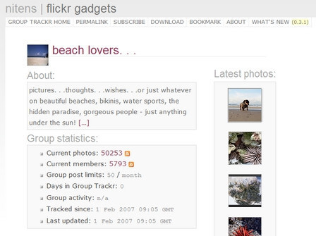 Group Trackr, estadísticas de grupos de Flickr