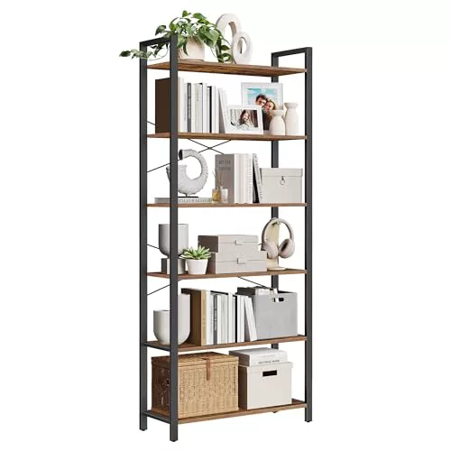 VASAGLE Librería de 6 Niveles, Estantería Industrial, 78 x 30 x 185,5 cm