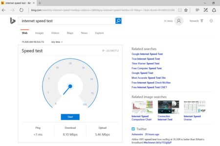 ¿Cómo de rápida es tu conexión a Internet? Bing ahora podría decírtelo en el mismo buscador