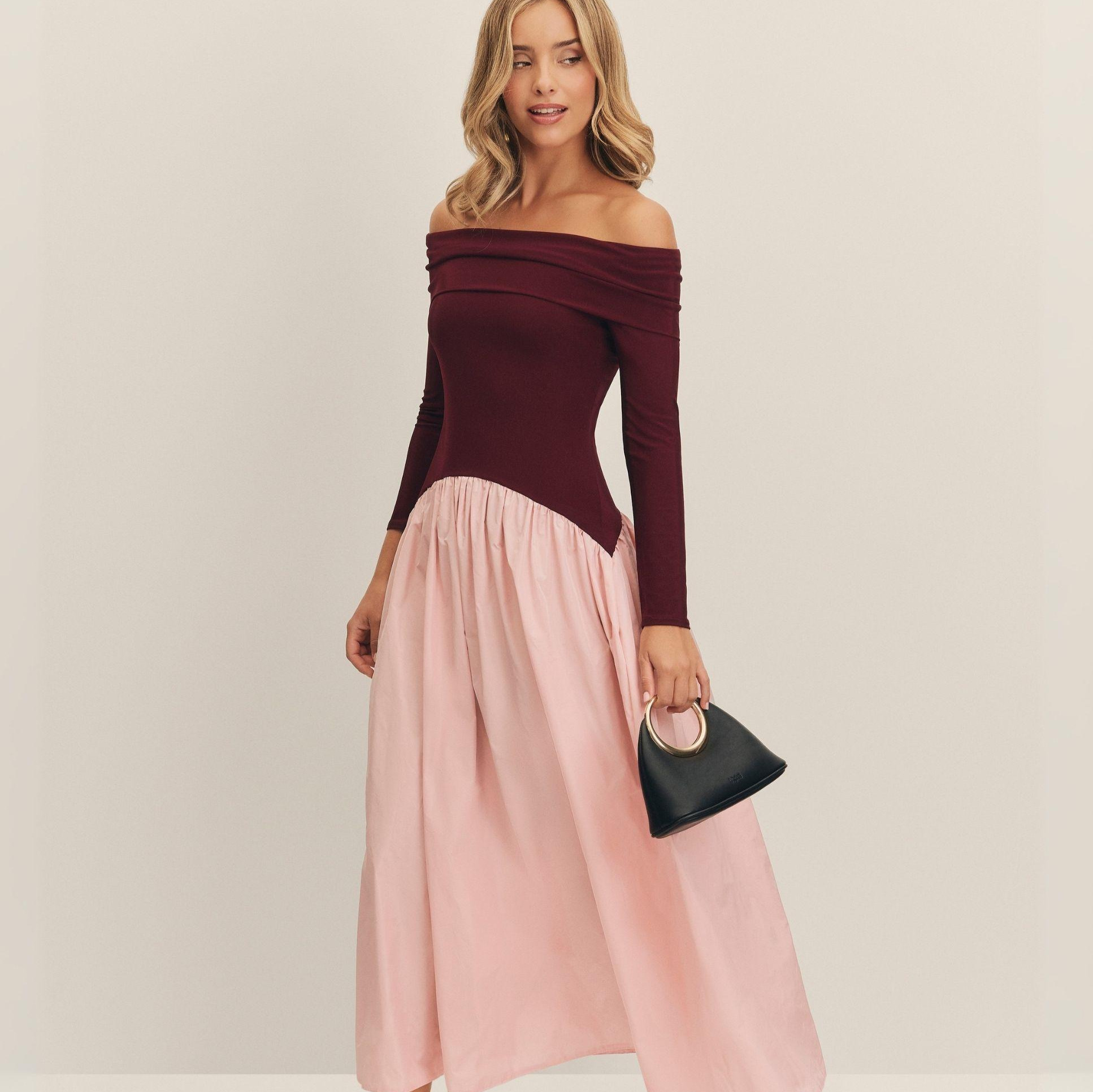 Vestido Infinita Bicolor Berenjena y Rosa Miphai