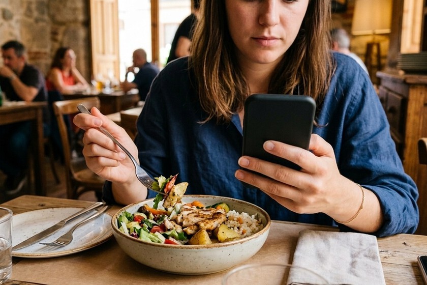 Comer mirando el móvil tiene varias consecuencias. Una de ellas es que la comida sepa peor