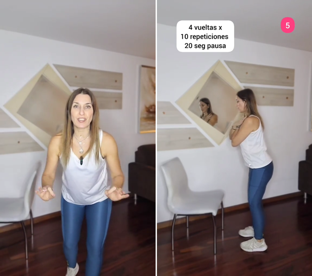 Seis ejercicios para ganar fuerza y equilibrio a partir de los 60 usando solo una silla: esta entrenadora te explica cómo hacerlos paso a paso 