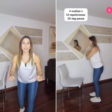 Seis ejercicios recomendados por una entrenadora que puedes hacer en casa usando solo una silla: son ideales si tienes más de 60 