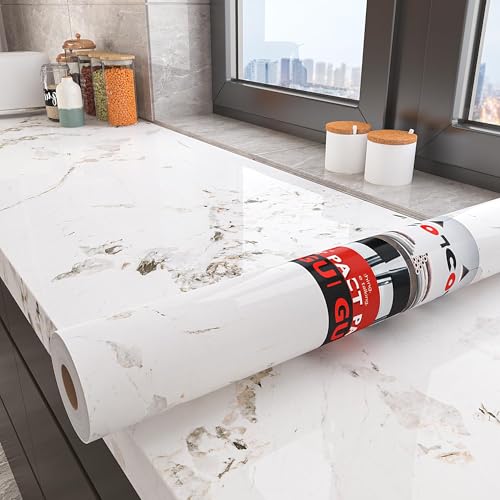 Decotalk Vinilo Encimera Cocina Marmol Blanco 