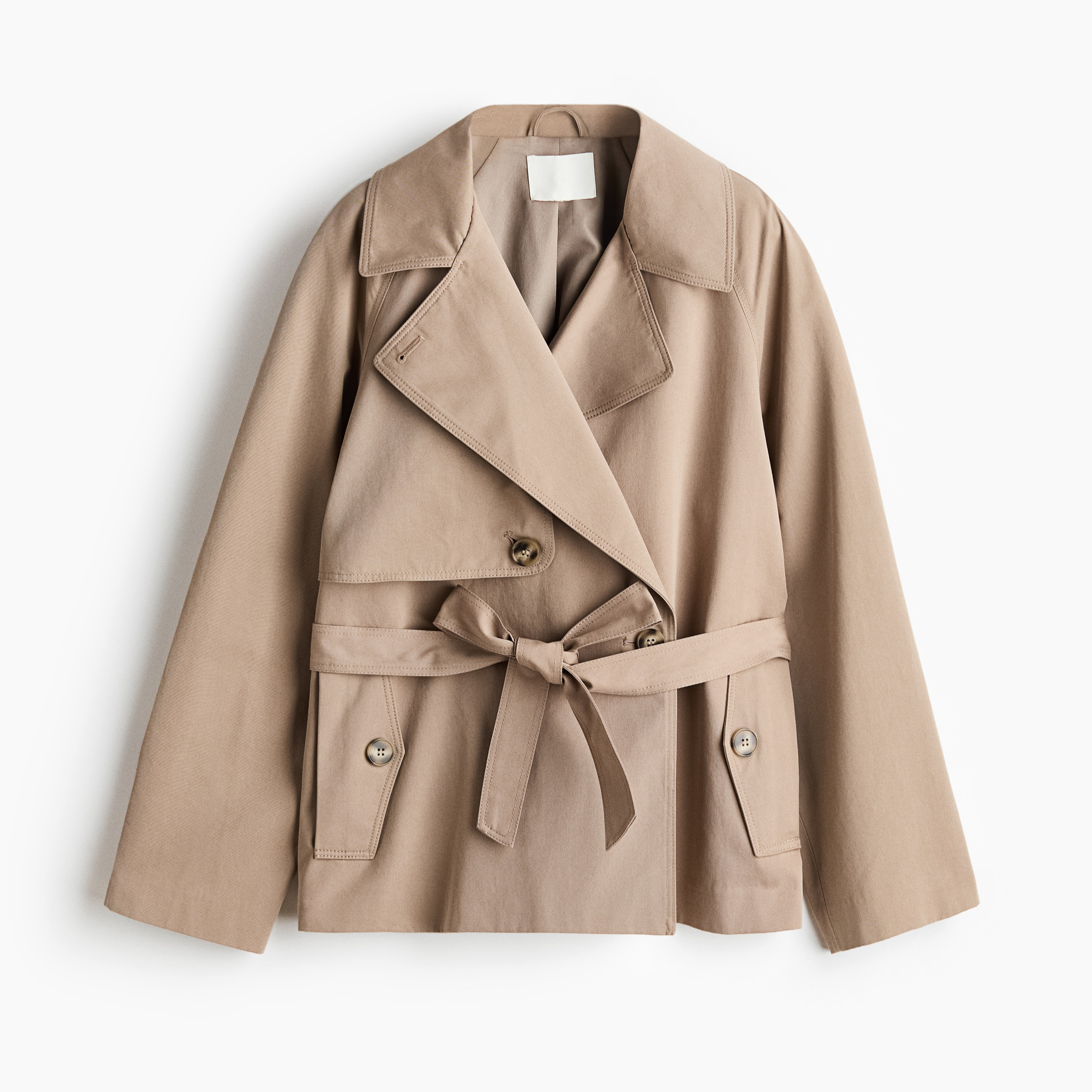 Gabardina corta con cinturón de anudar