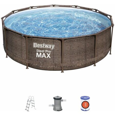 Piscina Desmontable Tubular Bestway Steel Pro Max Diseno Ratan 366x100 Cm Con Depuradora Cartucho 2 006 L H Con Escalera Piscina Desmontable Tubular Bestway Steel Pro Max Diseno Ratan 366x100 Cm Con Depuradora Cartucho 2 006 L H Con Escalera