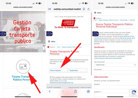 Tarjeta Transporte Publico Personal