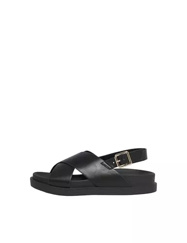 ONLY Onlminnie-2 Pu Slingback Sandalias planas para mujer, Negro, 39 EU
