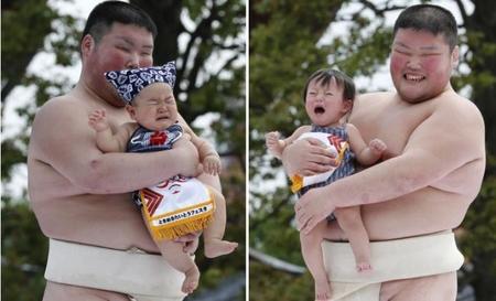 Cerca de 800 bebés participan en un concurso al bebé más llorón en Japón