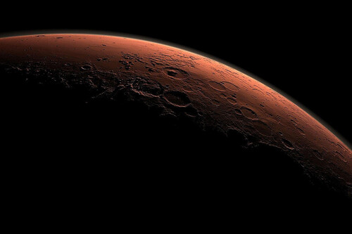 Amanecer en el planeta rojo Marte
