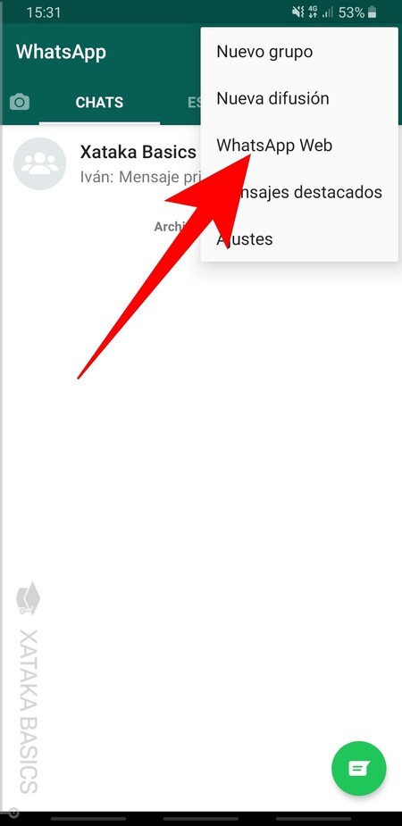 Opcion Whatsapp Web