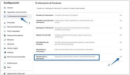 Cómo desactivar o eliminar tu cuenta de Facebook