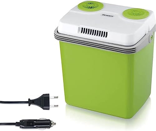 SEVERIN Nevera eléctrica, nevera portátil pequeña con función de enfriamiento y de preservación del calor, mini nevera a 220-240 V y a 12 VCC, 19 L, verde/gris, KB 2922