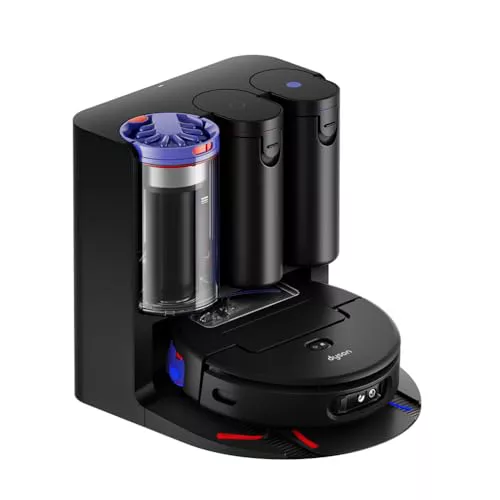 Dyson Spot+Scrub™ AI Robot aspirador y fregona, 18.000 Pa, 200 min de autonomía, auto‑vaciado, depósito 3 L, rodillo de autolimpieza y filtrado higiénico 0,1 micras (Negro/Azul)