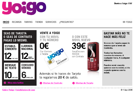 Yoigo lanza su web