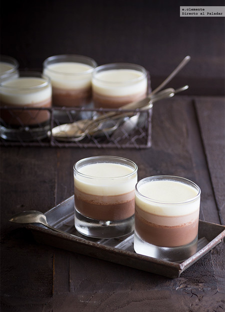 Pannacotta de tres chocolates. Receta