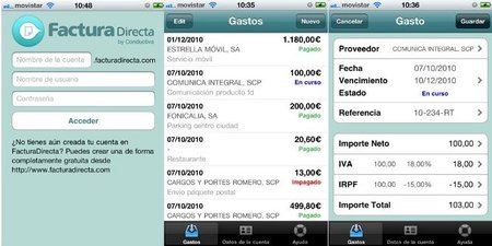 FacturaDirecta añade aplicación de gastos para el iPhone