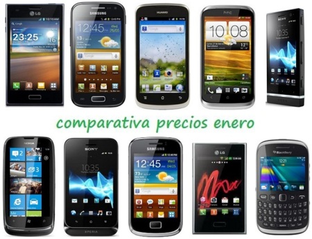 Comparativa Precios Smartphones más baratos Enero 2013