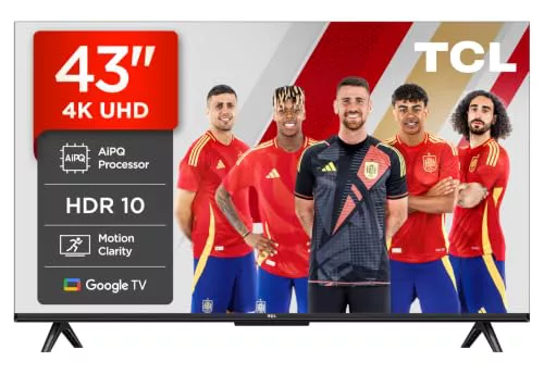 TCL 43V6C Televisor 43 Pulgadas 4K Smart TV LED, HDR, Google TV, Dolby Audio, Alexa y Google Assistant, Chromecast Built-in, Motion Clarity