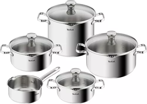 Tefal Duetto On - Juego de 5 Piezas + 3 Accesorios, Acero inoxidable
