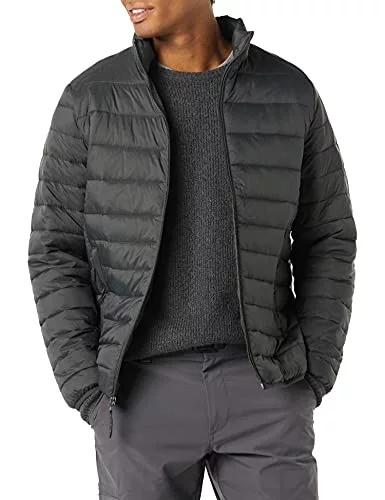 Amazon Essentials Chaqueta Acolchada Ligera, Resistente a la Lluvia y Plegable (Disponible en Tallas Grandes y Largos Especiales) Hombre, Gris Oscuro, XL