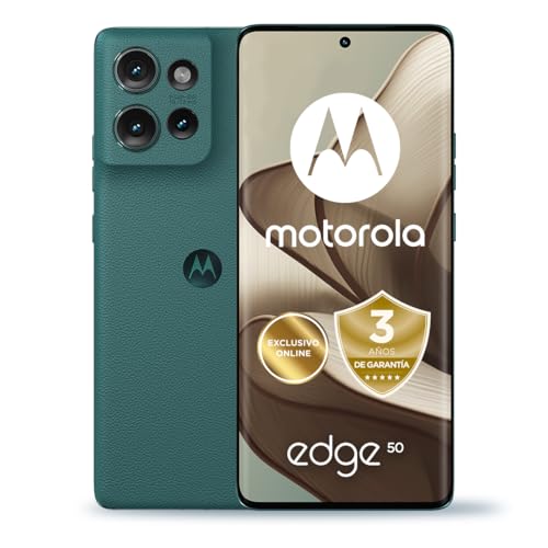 Motorola Edge 50, 24GB (12+12GB RAM Boost)/512GB, España, certificación Militar de Durabilidad, Pantalla 6,7" pOLED 1.5K, cámara 50MP y Zoom Optico 3X, Carga TurboPower de 68 W, Funda, Verde