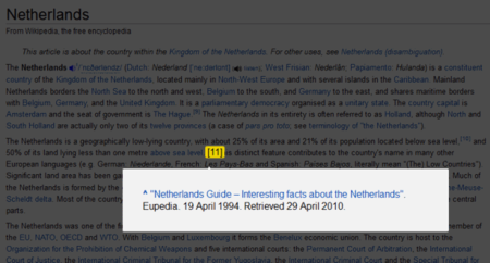 Footnotify, extensión para visualizar mejor las notas al pie en Wikipedia y otras webs