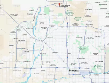 TSMC の製造工場はアリゾナ州フェニックス郊外にあります。